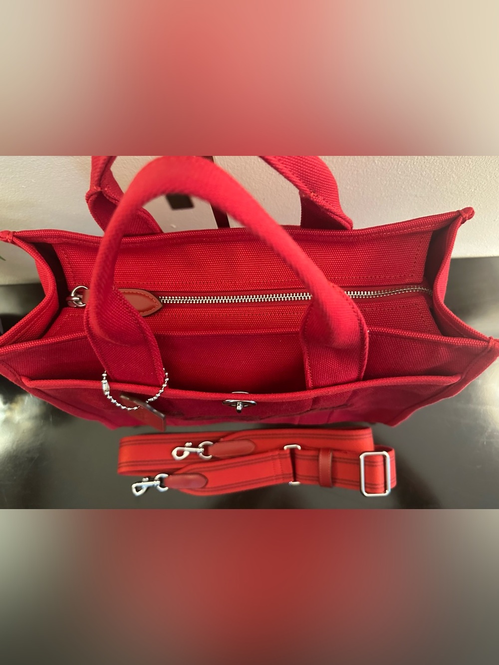Coach Red Cargo Tote Bag with Strap - Picture 5 of 5